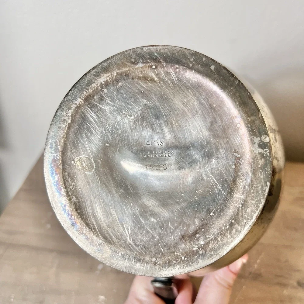 Antique EPNS Silverplate Pitcher Poole Silver Co Monogram S #9216 Natural Patina